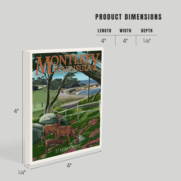 Monterey Peninsula, California, 17 Mile Drive, Coasters Coasters Lantern Press 