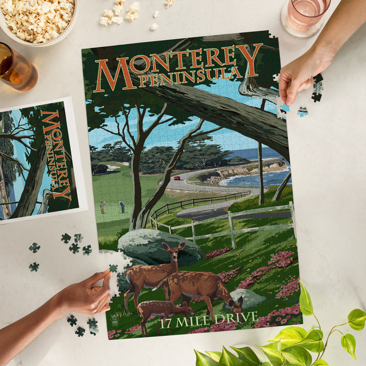 Monterey Peninsula, California, 17 Mile Drive, Jigsaw Puzzle Puzzle Lantern Press 