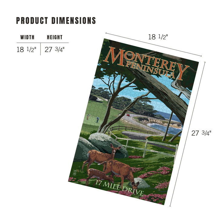 Monterey Peninsula, California, 17 Mile Drive, Jigsaw Puzzle Puzzle Lantern Press 