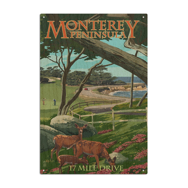 Monterey Peninsula, California, 17 Mile Drive, Lantern Press Artwork, Wood Signs and Postcards Wood Lantern Press 10 x 15 Wood Sign 