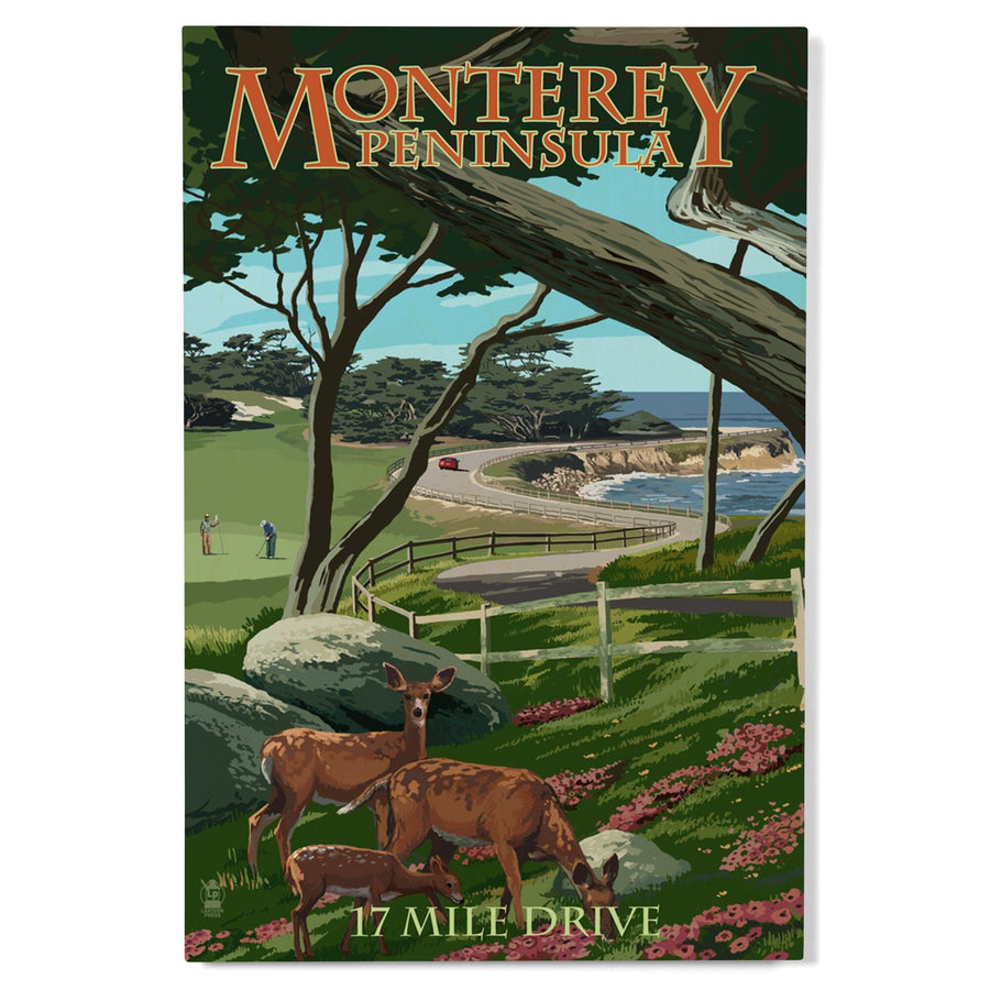 Monterey Peninsula, California, 17 Mile Drive, Lantern Press Artwork, Wood Signs and Postcards Wood Lantern Press 
