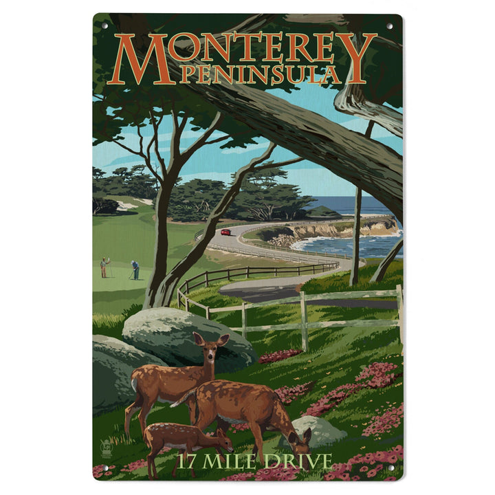 Monterey Peninsula, California, 17 Mile Drive, Lantern Press Artwork, Wood Signs and Postcards Wood Lantern Press 