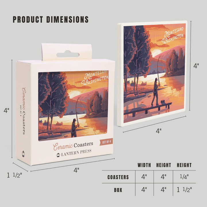 Montesano, Washington, Get Outside Series, This is Living, Fishing with Hills, Coasters Coasters Lantern Press 