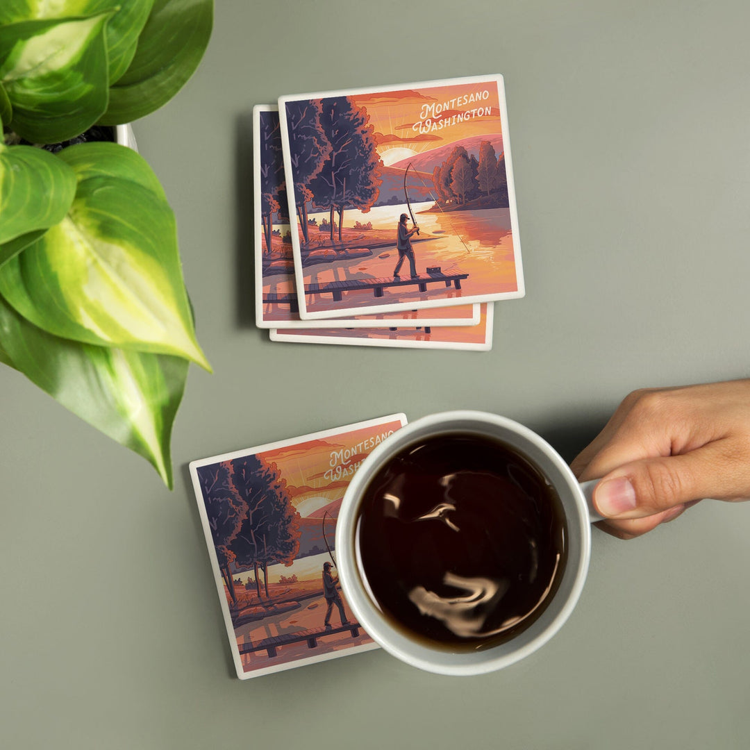 Montesano, Washington, Get Outside Series, This is Living, Fishing with Hills, Coasters Coasters Lantern Press 