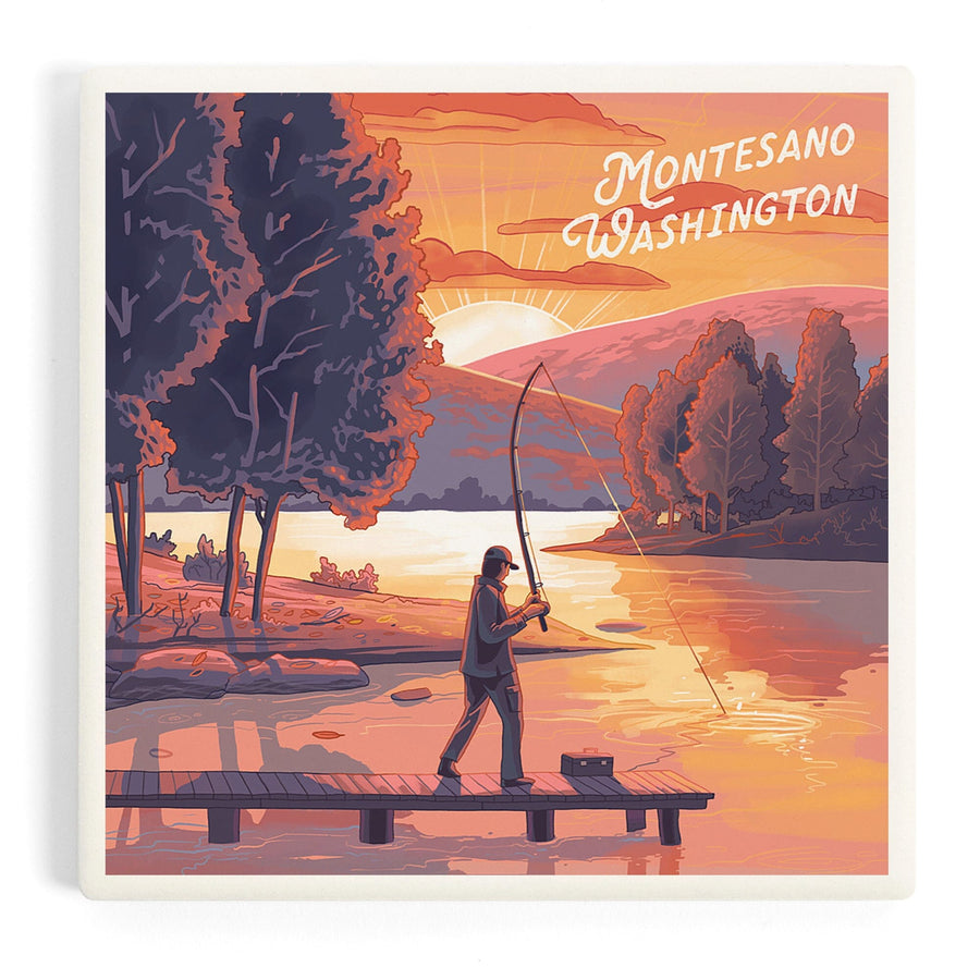 Montesano, Washington, Get Outside Series, This is Living, Fishing with Hills, Coasters Coasters Lantern Press 