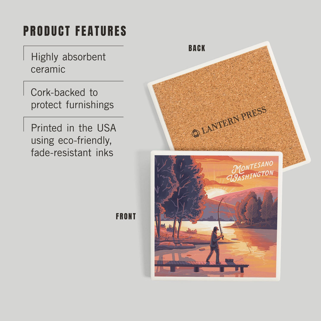Montesano, Washington, Get Outside Series, This is Living, Fishing with Hills, Coasters Coasters Lantern Press 