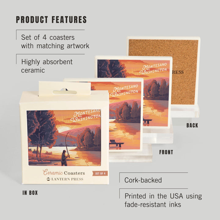 Montesano, Washington, Get Outside Series, This is Living, Fishing with Hills, Coasters Coasters Lantern Press 