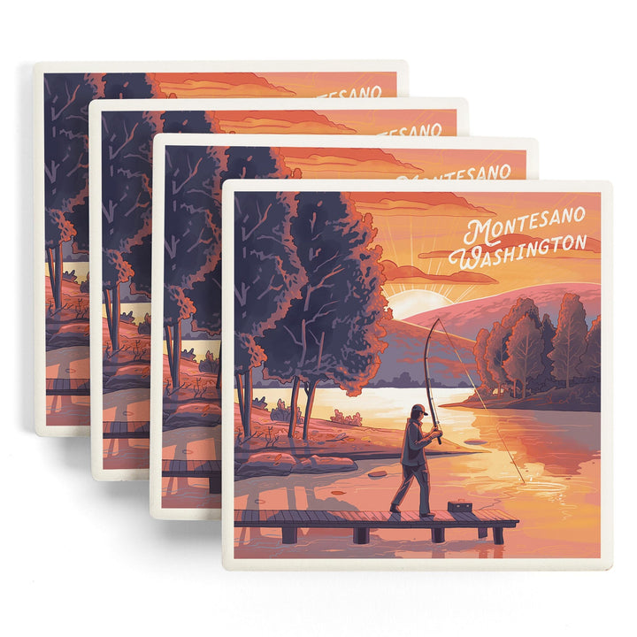 Montesano, Washington, Get Outside Series, This is Living, Fishing with Hills, Coasters Coasters Lantern Press 