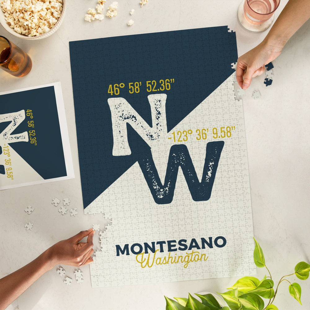 Montesano, Washington, Longitude Latitude, Local Love, Jigsaw Puzzle Puzzle Lantern Press 