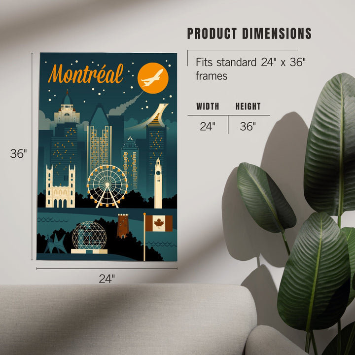 Montreal, Canada, Retro Skyline, Art & Giclee Prints Art Lantern Press 