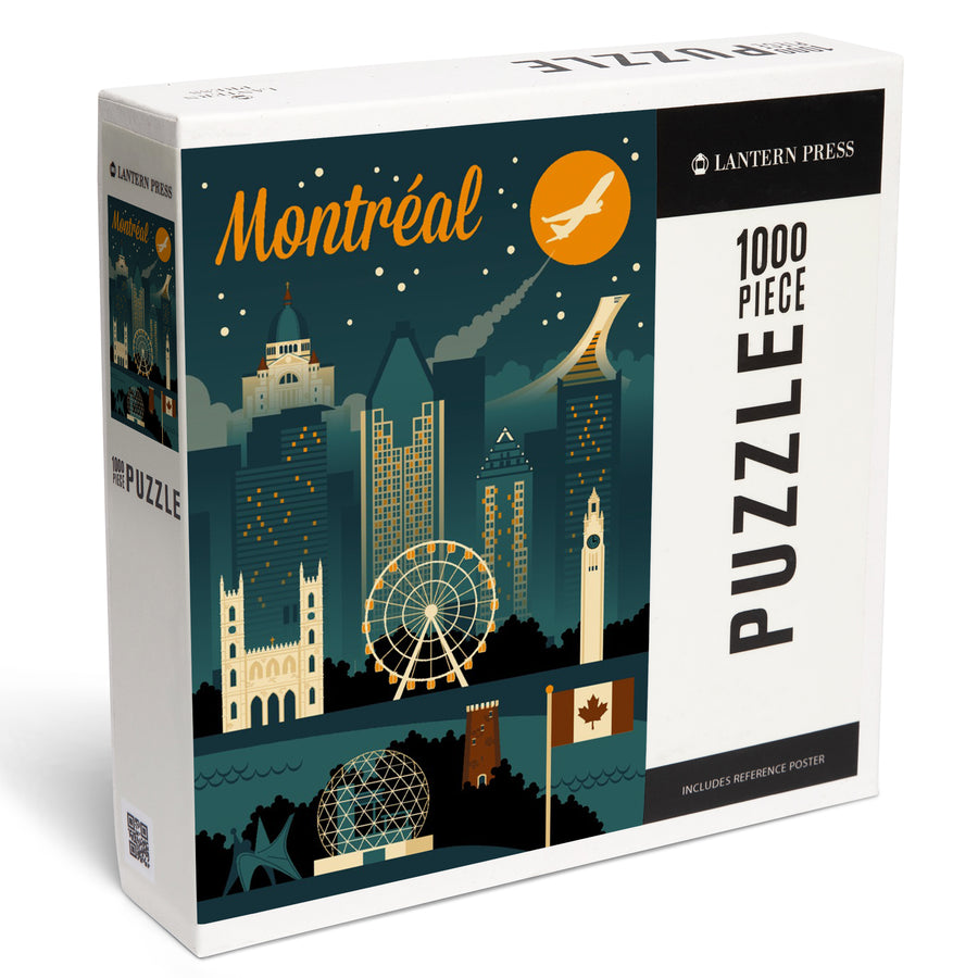 Montreal, Canada, Retro Skyline, Jigsaw Puzzle Puzzle Lantern Press 
