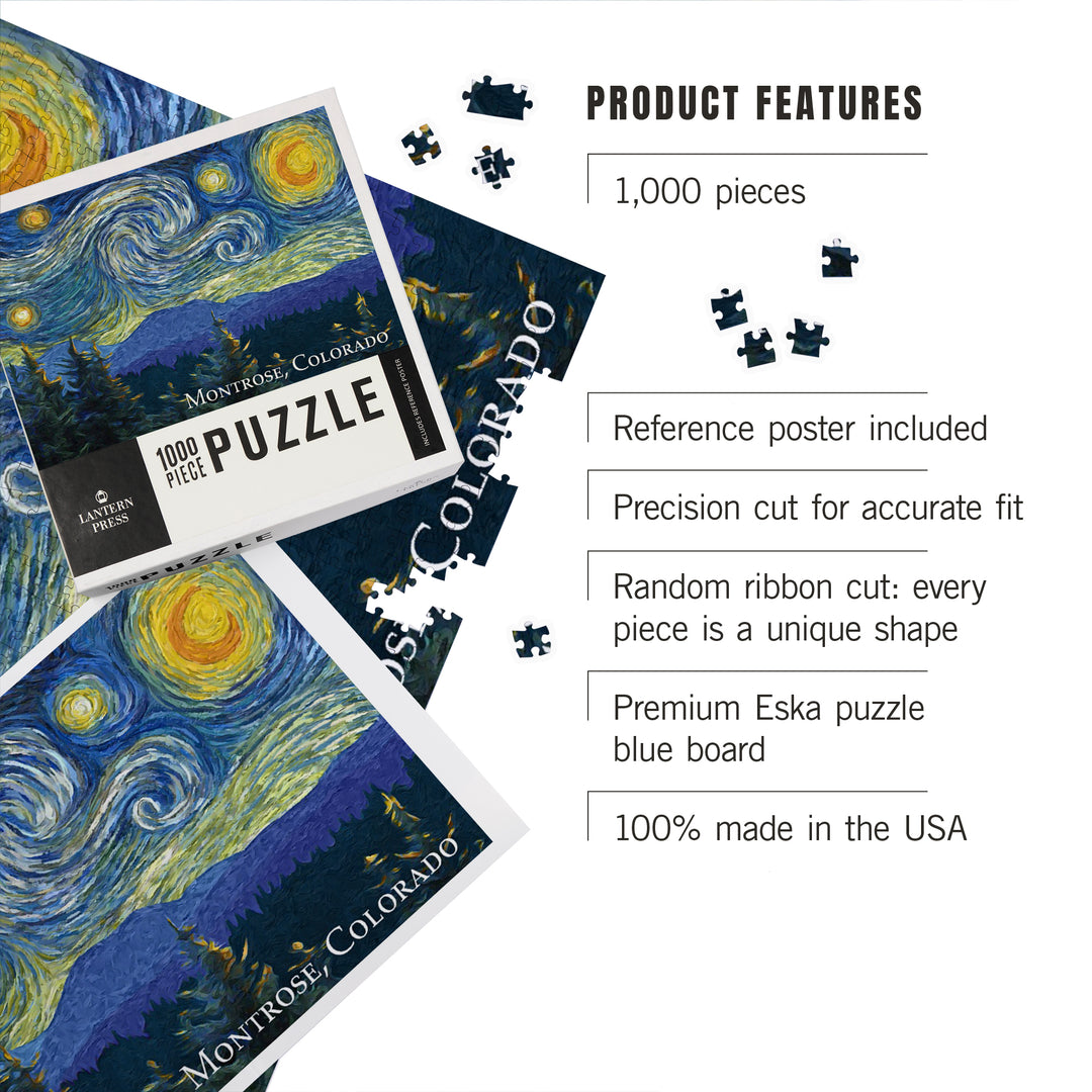 Montrose, Colorado, Starry Night, Jigsaw Puzzle Puzzle Lantern Press 