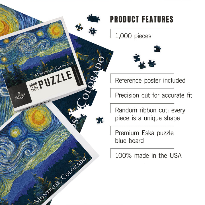 Montrose, Colorado, Starry Night, Jigsaw Puzzle Puzzle Lantern Press 