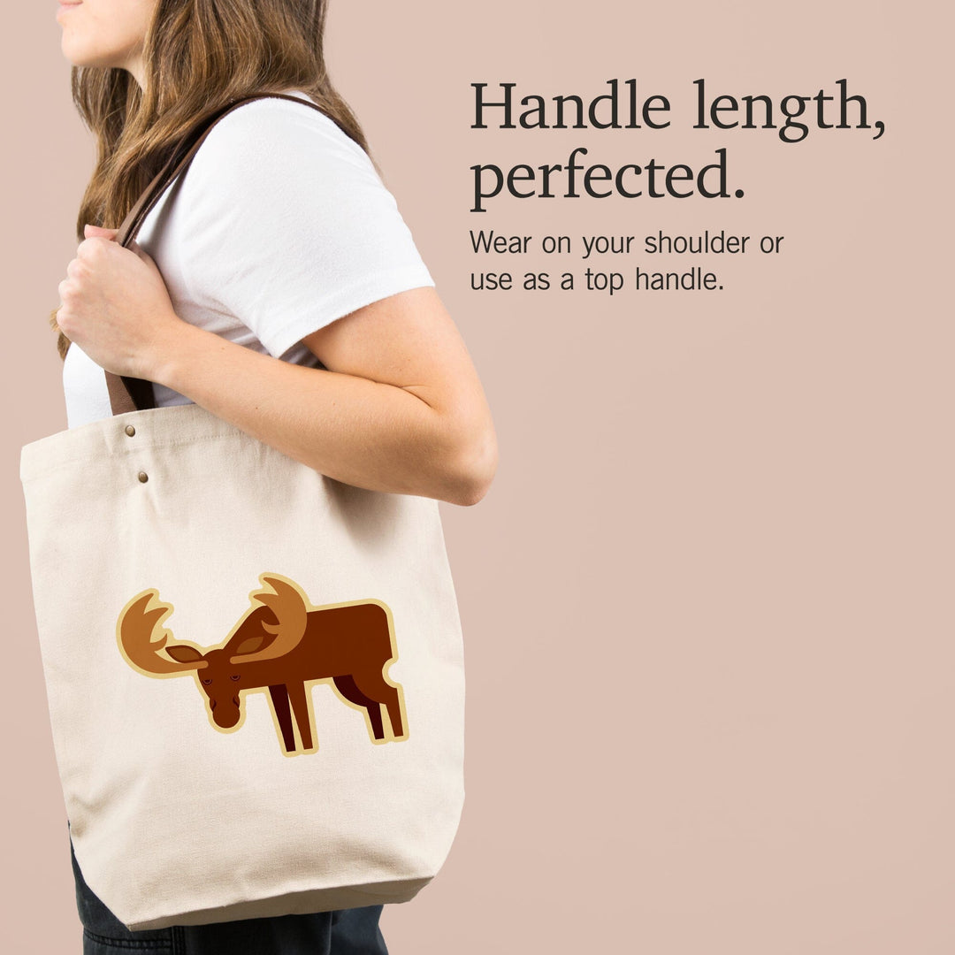 Moose, Geometric, Contour, Lantern Press Artwork, Accessory Go Bag Totes Lantern Press 