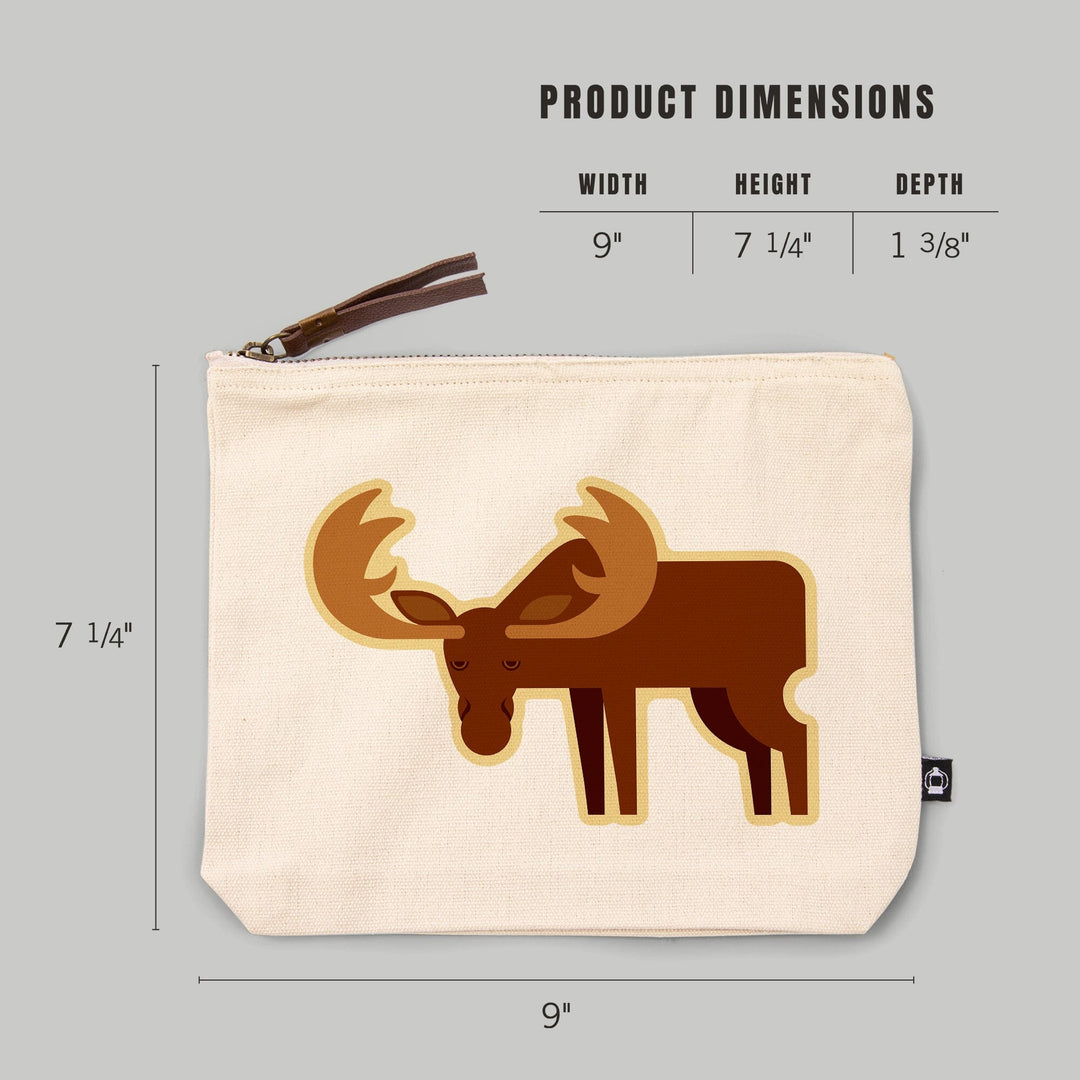 Moose, Geometric, Contour, Lantern Press Artwork, Accessory Go Bag Totes Lantern Press 