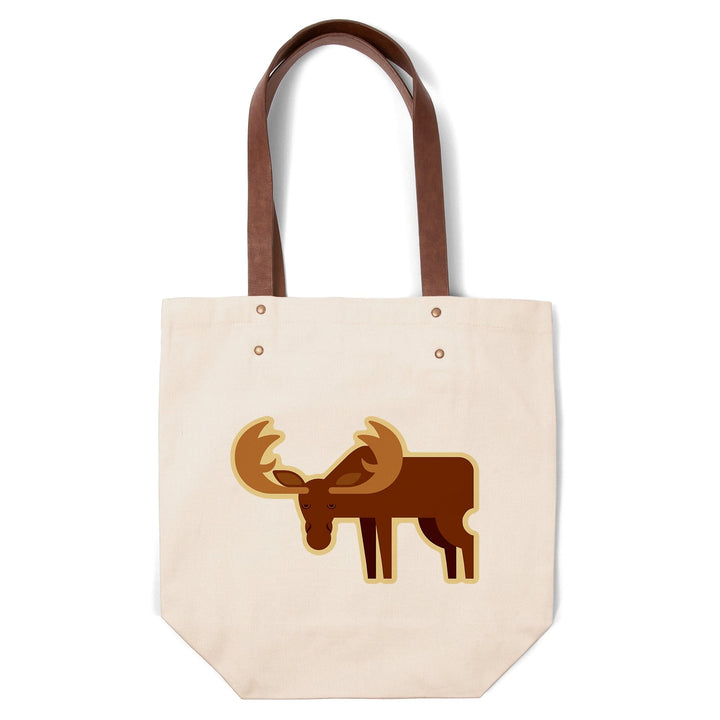 Moose, Geometric, Contour, Lantern Press Artwork, Accessory Go Bag Totes Lantern Press 