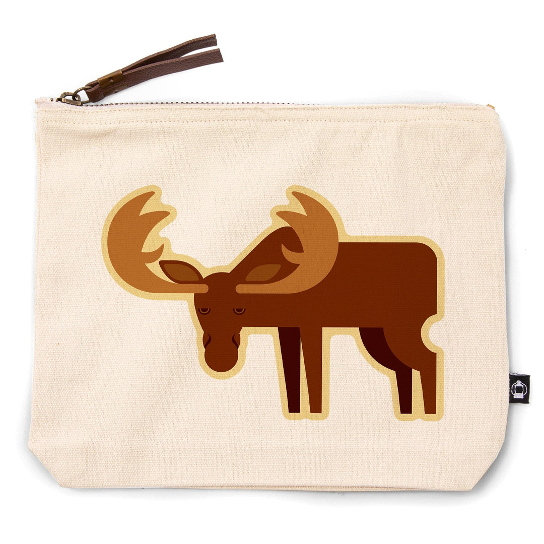 Moose, Geometric, Contour, Lantern Press Artwork, Accessory Go Bag Totes Lantern Press 