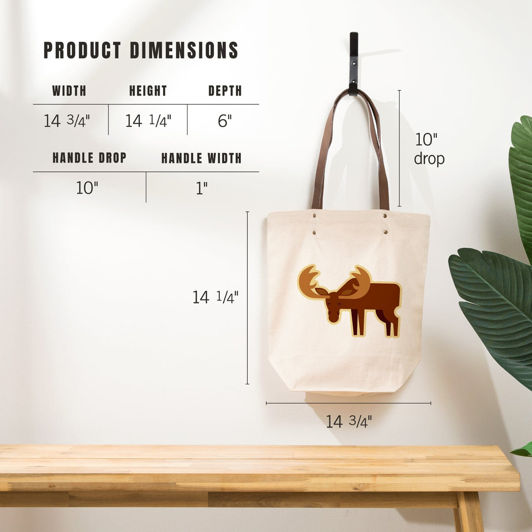 Moose, Geometric, Contour, Lantern Press Artwork, Accessory Go Bag Totes Lantern Press 