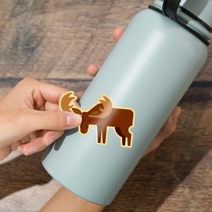 Moose, Geometric, Contour, Vinyl Sticker Sticker Lantern Press 