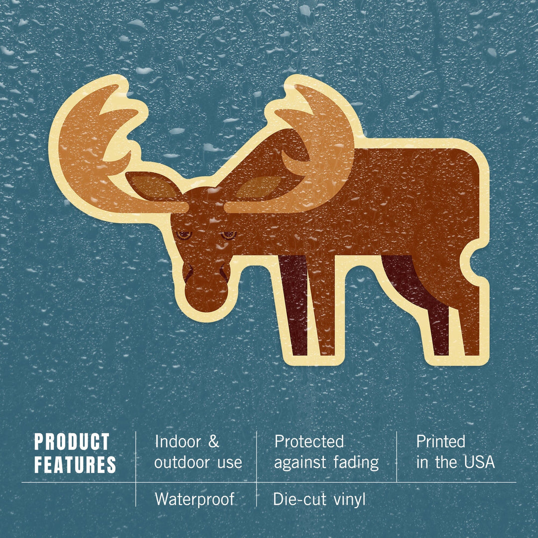 Moose, Geometric, Contour, Vinyl Sticker Sticker Lantern Press 