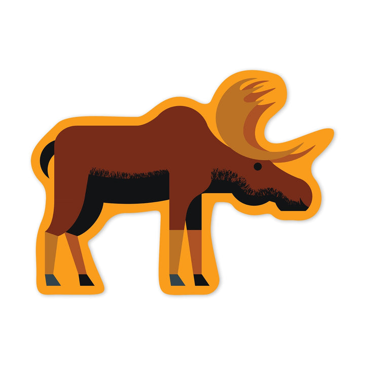 Moose, Profile, Geometric, Contour, Vinyl Sticker Sticker Lantern Press 