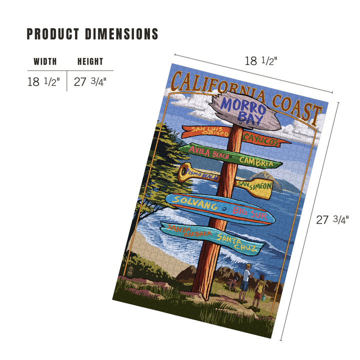 Morro Bay, California, Destinations Sign, Jigsaw Puzzle Puzzle Lantern Press 