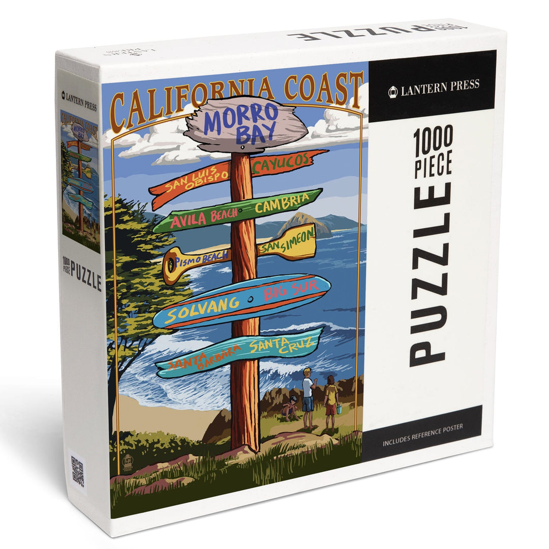 Morro Bay, California, Destinations Sign, Jigsaw Puzzle Puzzle Lantern Press 