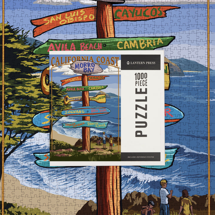 Morro Bay, California, Destinations Sign, Jigsaw Puzzle Puzzle Lantern Press 