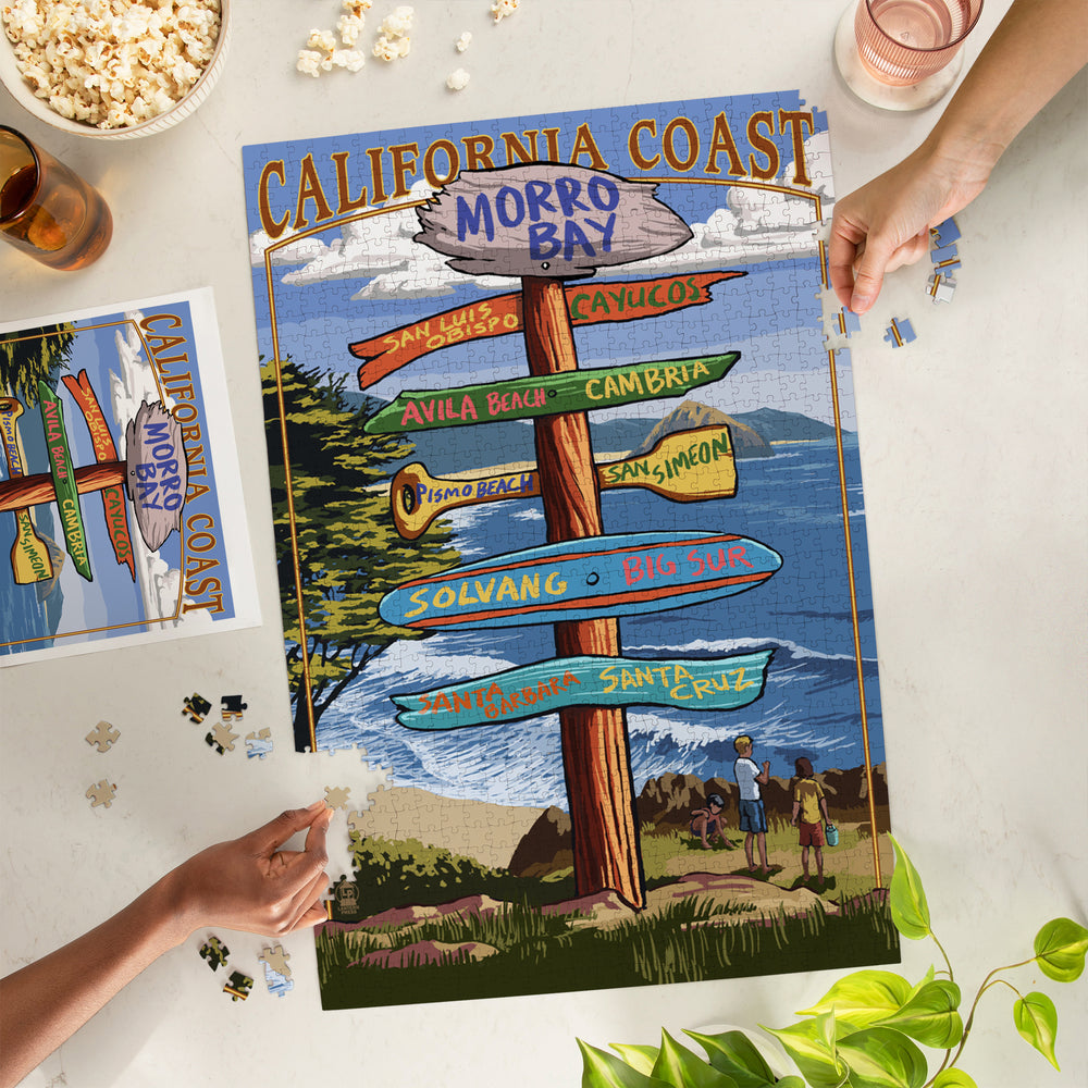 Morro Bay, California, Destinations Sign, Jigsaw Puzzle Puzzle Lantern Press 