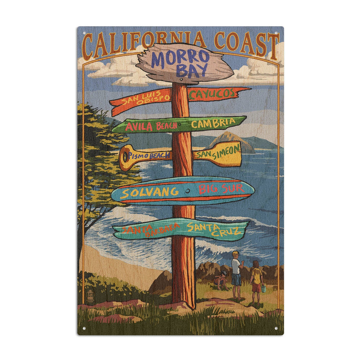 Morro Bay, California, Destinations Sign, Lantern Press Artwork, Wood Signs and Postcards Wood Lantern Press 6x9 Wood Sign 