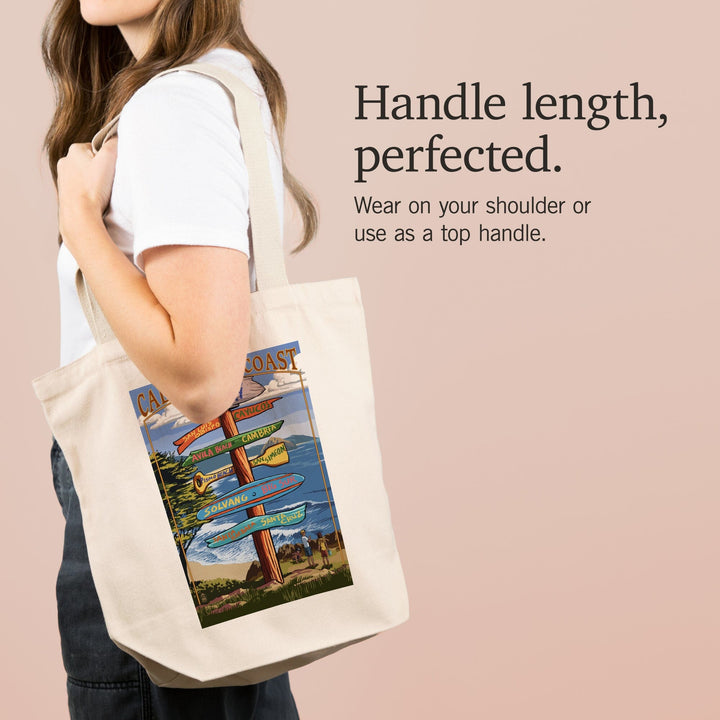 Morro Bay, California, Destinations Sign, Tote Bag Totes Lantern Press 