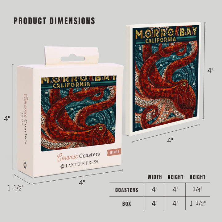 Morro Bay, California, Octopus Mosaic, Coasters Coasters Lantern Press 