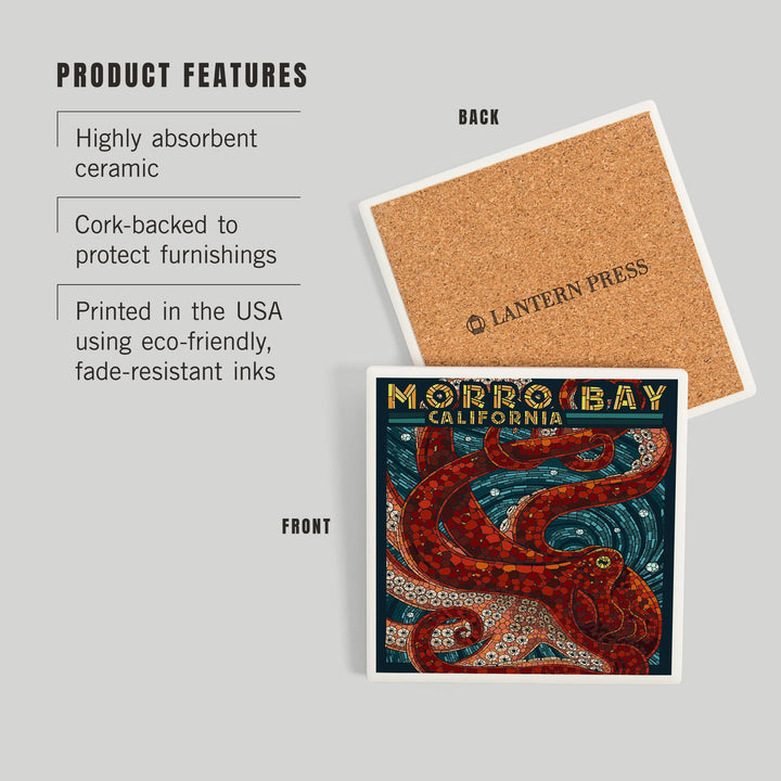 Morro Bay, California, Octopus Mosaic, Coasters Coasters Lantern Press 