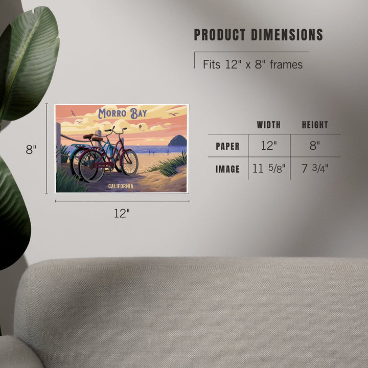 Morro Bay, California, Painterly, The Beach Is Calling, Beach Bikes, Art & Giclee Prints Art Lantern Press 