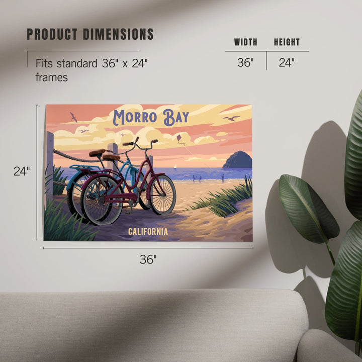 Morro Bay, California, Painterly, The Beach Is Calling, Beach Bikes, Art & Giclee Prints Art Lantern Press 