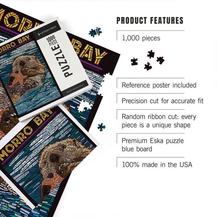 Morro Bay, California, Sea Otter, Mosaic, Jigsaw Puzzle Puzzle Lantern Press 