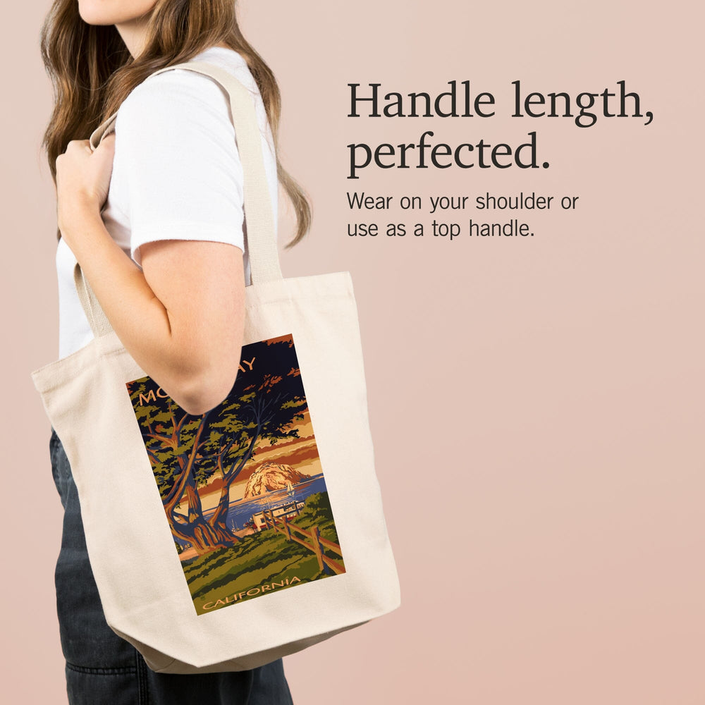 Morro Bay, California, Town View with Morro Rock, Tote Bag Totes Lantern Press 