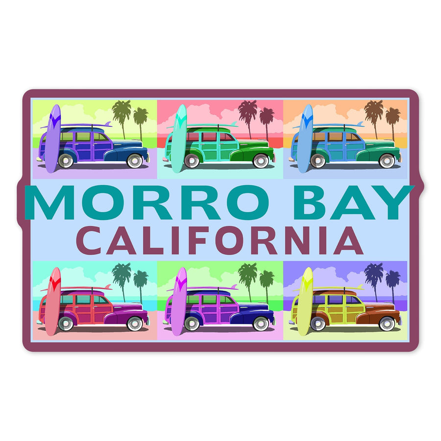 Morro Bay, California, Woody Pop Art, Contour, Vinyl Sticker Sticker Lantern Press 