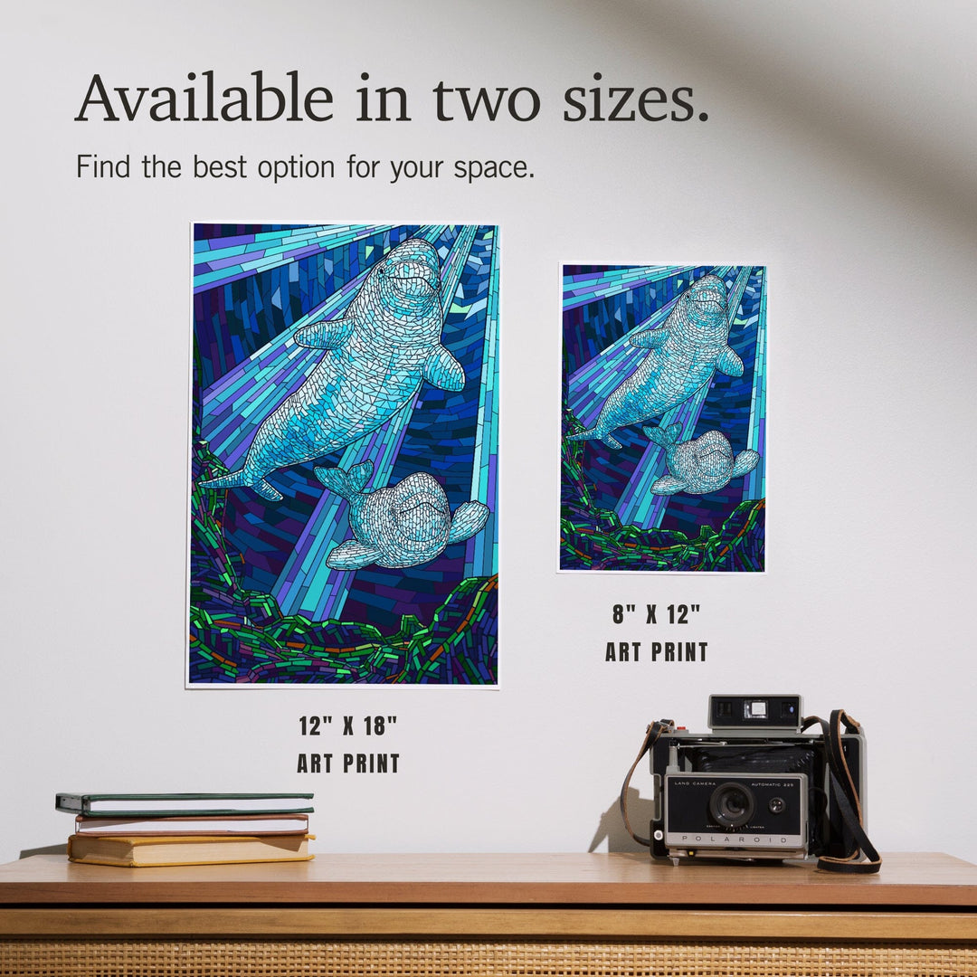 Mosaic, Beluga Whale, Art & Giclee Prints Art Lantern Press 