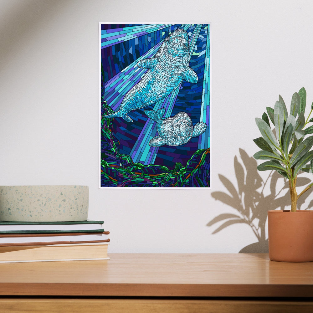 Mosaic, Beluga Whale, Art & Giclee Prints Art Lantern Press 