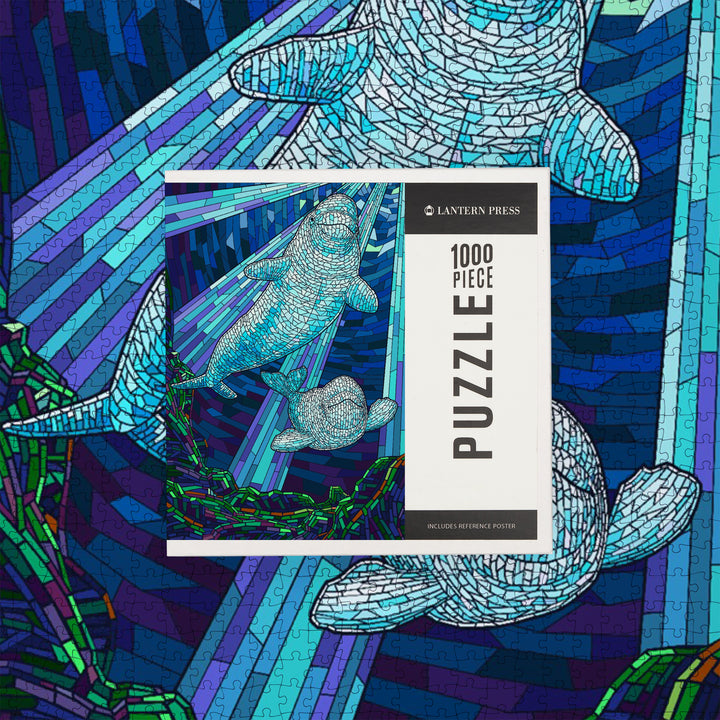 Mosaic, Beluga Whale, Jigsaw Puzzle Puzzle Lantern Press 