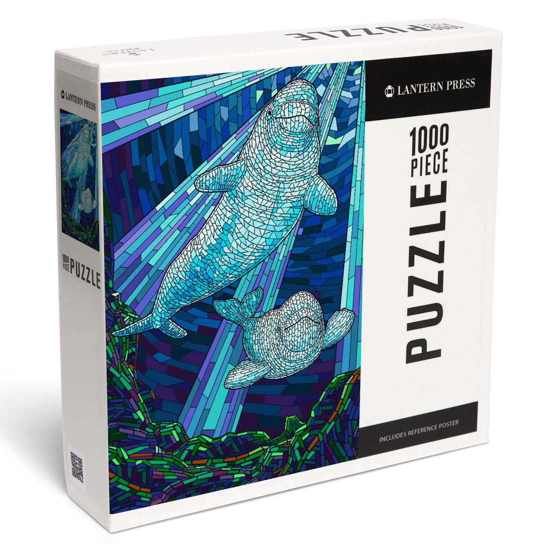 Mosaic, Beluga Whale, Jigsaw Puzzle Puzzle Lantern Press 