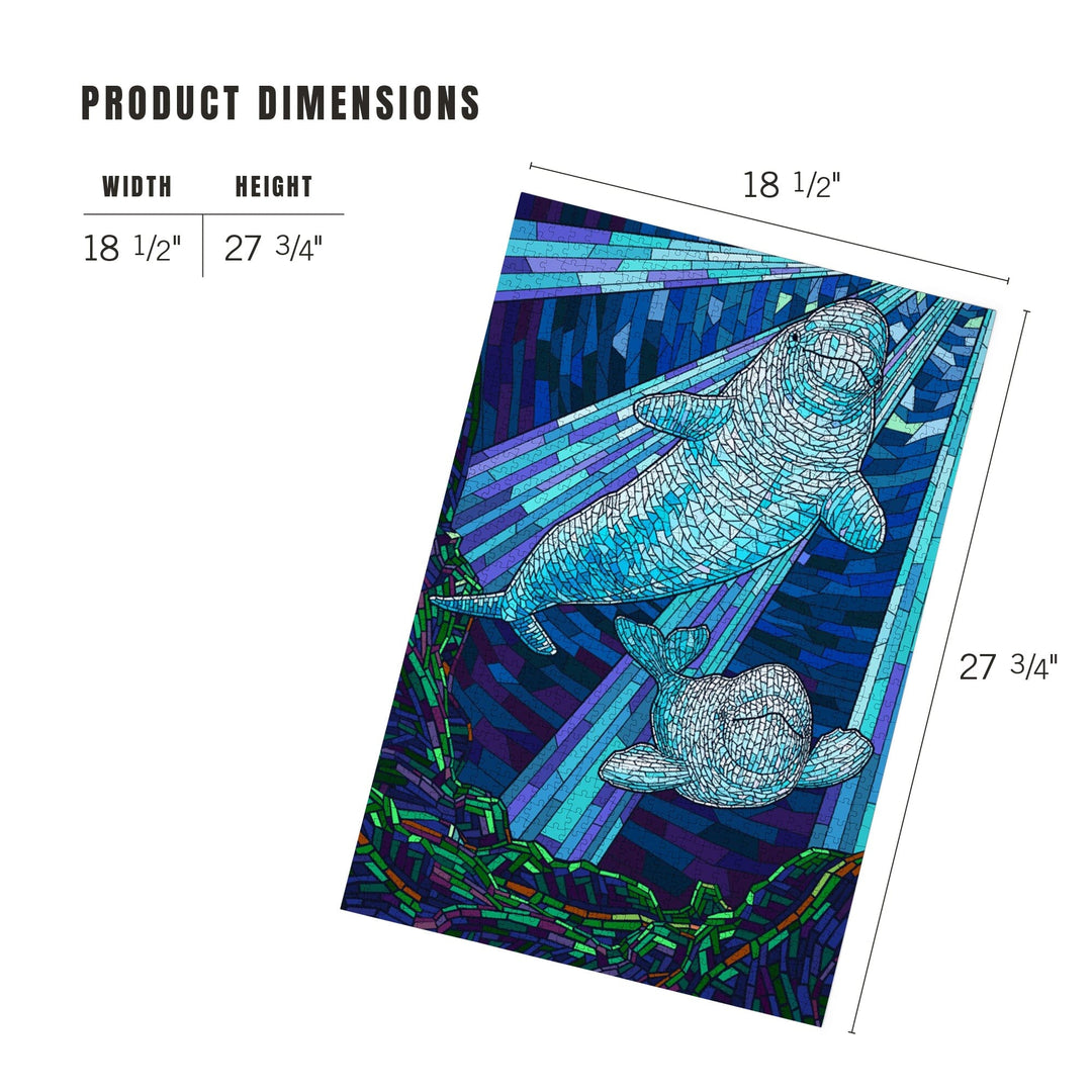 Mosaic, Beluga Whale, Jigsaw Puzzle Puzzle Lantern Press 