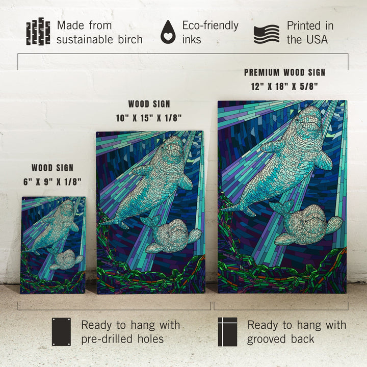 Mosaic, Beluga Whale, Lantern Press Artwork, Wood Signs and Postcards Wood Lantern Press 