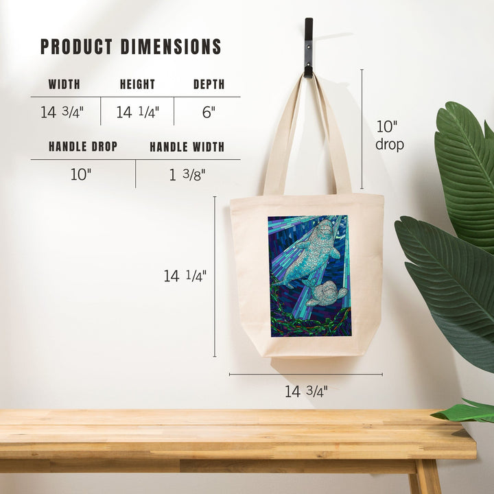 Mosaic, Beluga Whale, Tote Bag Totes Lantern Press 