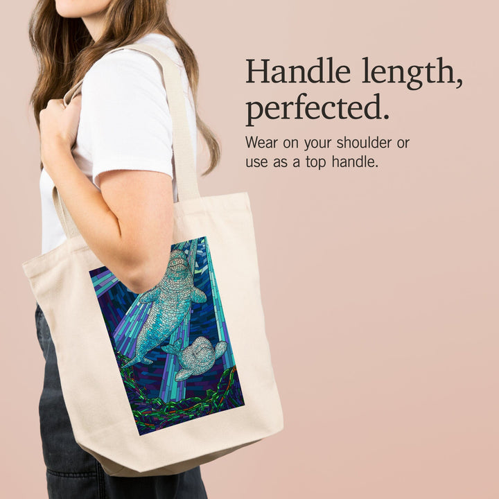 Mosaic, Beluga Whale, Tote Bag Totes Lantern Press 