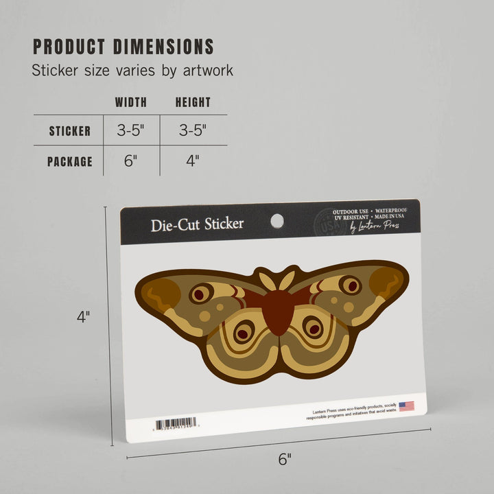 Moth, Geometric, Contour, Lantern Press Artwork, Vinyl Sticker Sticker Lantern Press 