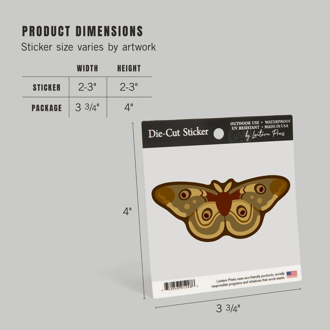 Moth, Geometric, Contour, Lantern Press Artwork, Vinyl Sticker Sticker Lantern Press 