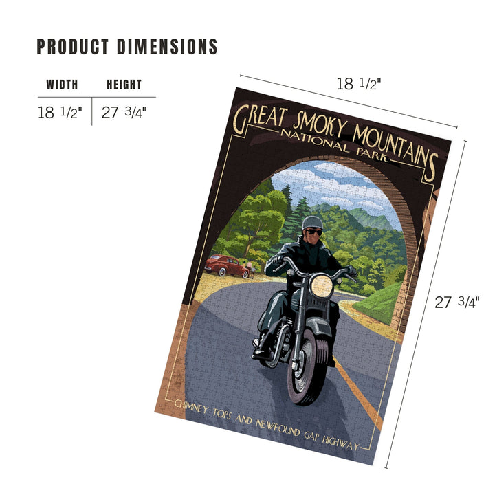 Motorcycle and Tunnel, Great Smoky Mountains National Park, TN, Jigsaw Puzzle Puzzle Lantern Press 