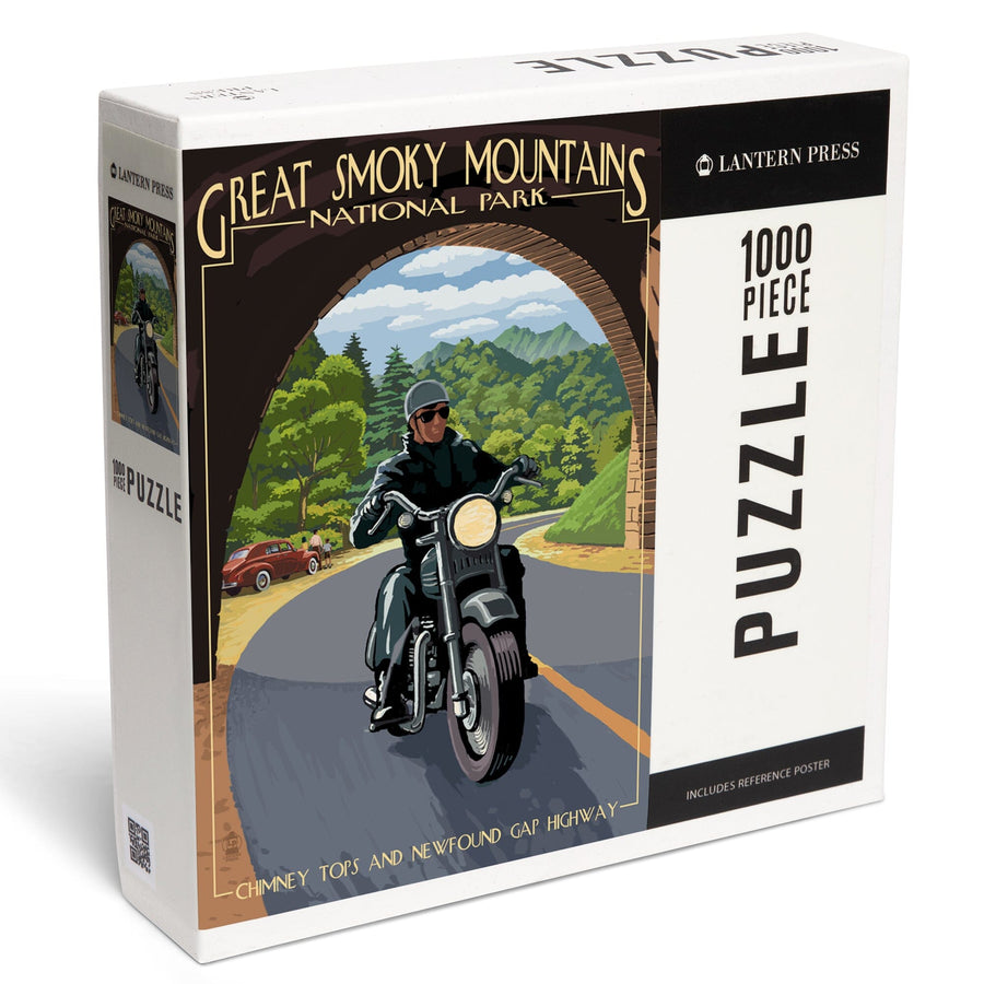 Motorcycle and Tunnel, Great Smoky Mountains National Park, TN, Jigsaw Puzzle Puzzle Lantern Press 